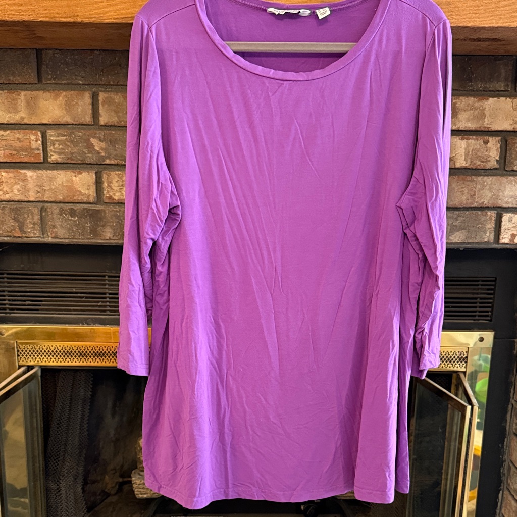Susan Graver Vibrant Purple 3/4 Sleeve Top
